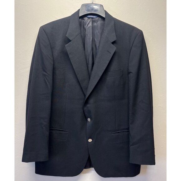 Burberrys Vintage Black Silver Button Wool Sport Coat Blazer 45L - Picture 1 of 13